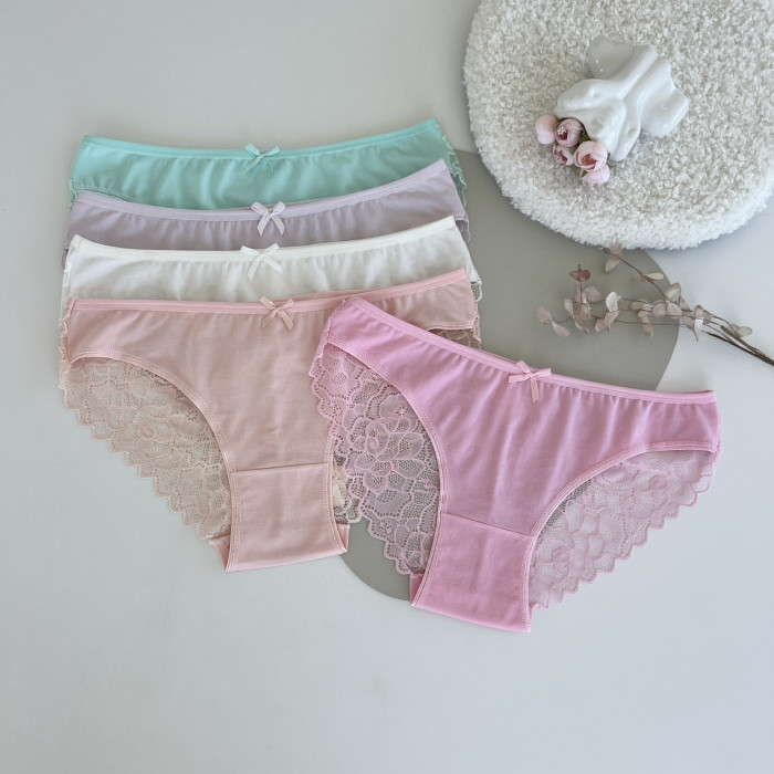 Трусики жіночі з мереживом в наборі із 5 шт.  Розмір: 4XL.  ТМ. Nicoletta